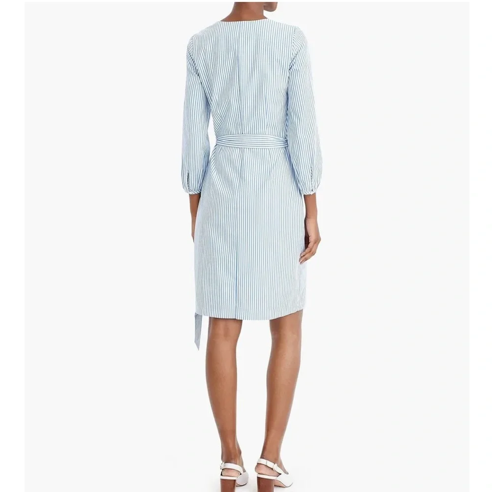 J. Crew Wrap dress in striped cotton poplin